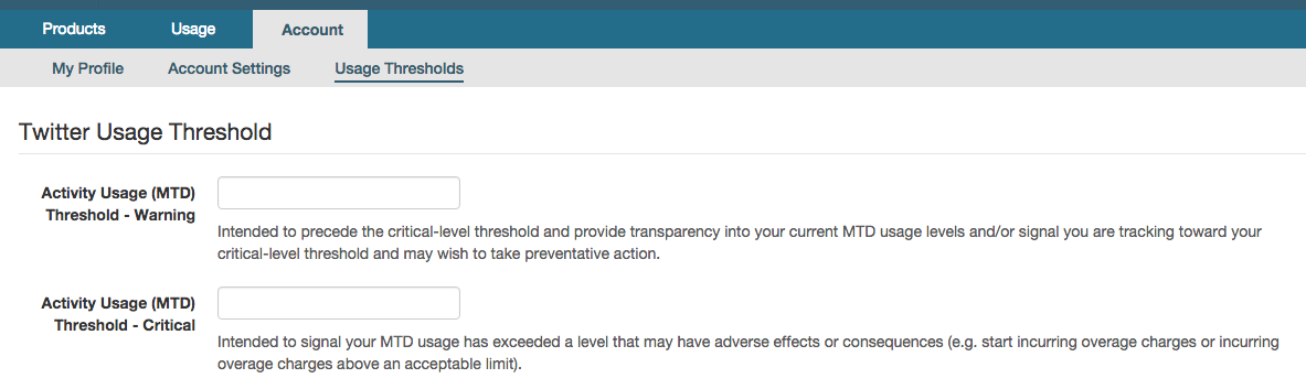 [Twitter Usage Threshold] ページのスクリーンショット。
