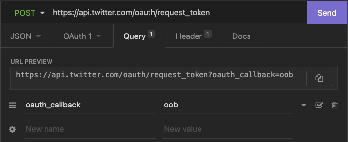 Visual representation of request to generate OAuth request token.