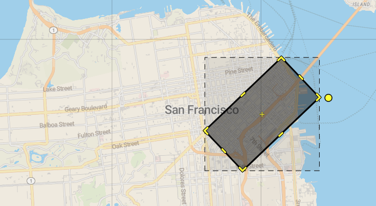 Soma, San Francisco bounding box region on map