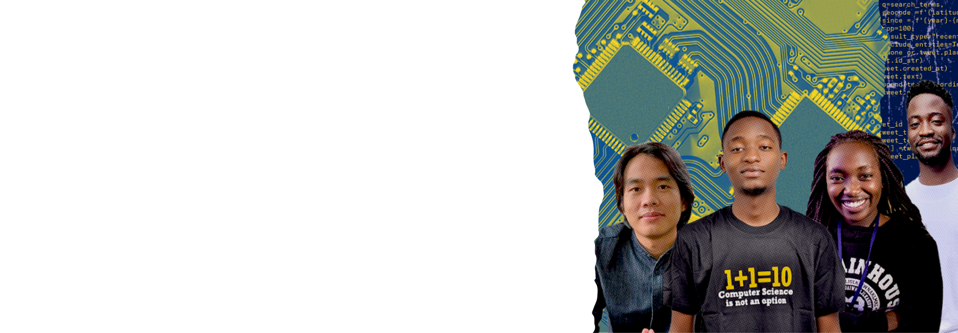 マザーボードのスクリーンの前でほほ笑む人たち 