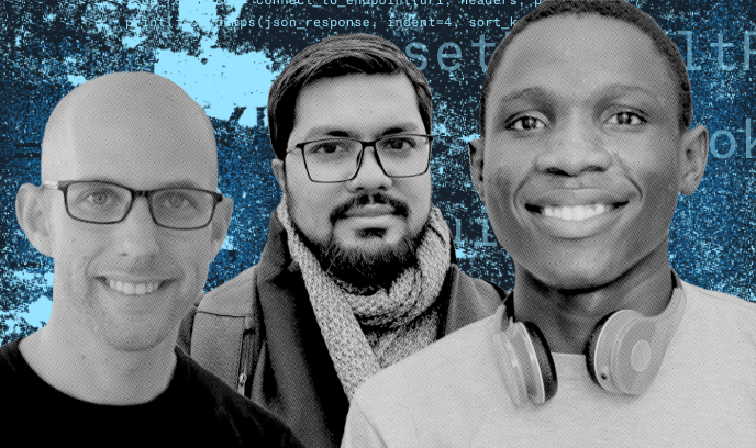 A group of three people